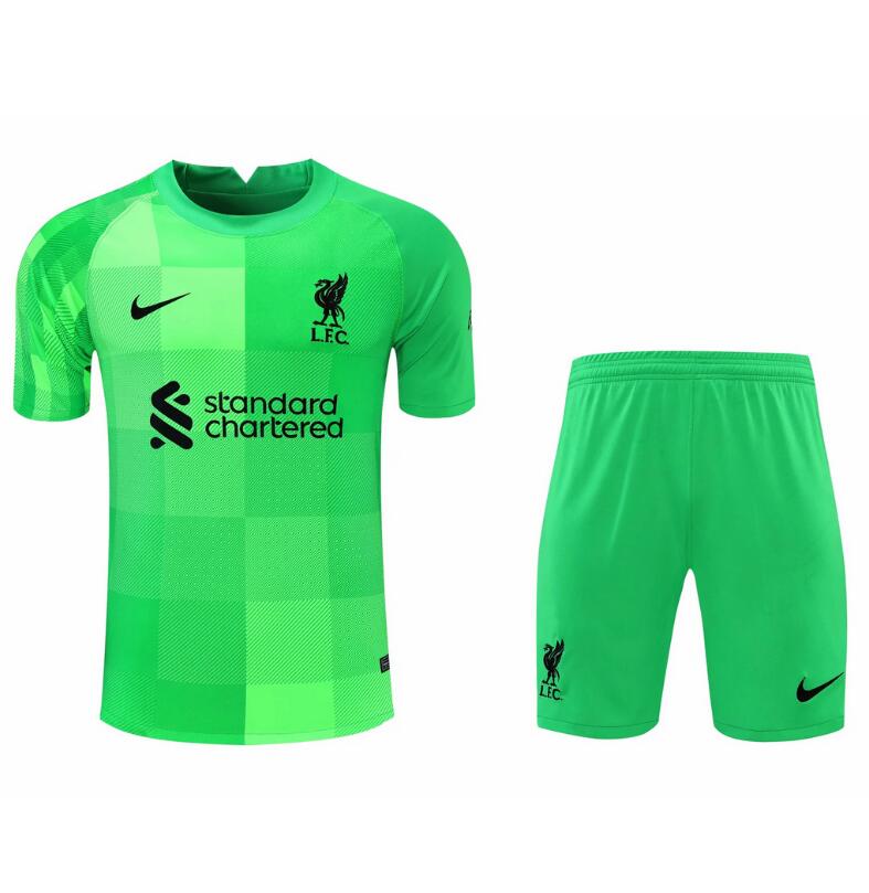 2021/22 Liverpool Green Goalkeeper Soccer Jersey Uniforms (Shirt+Shorts)